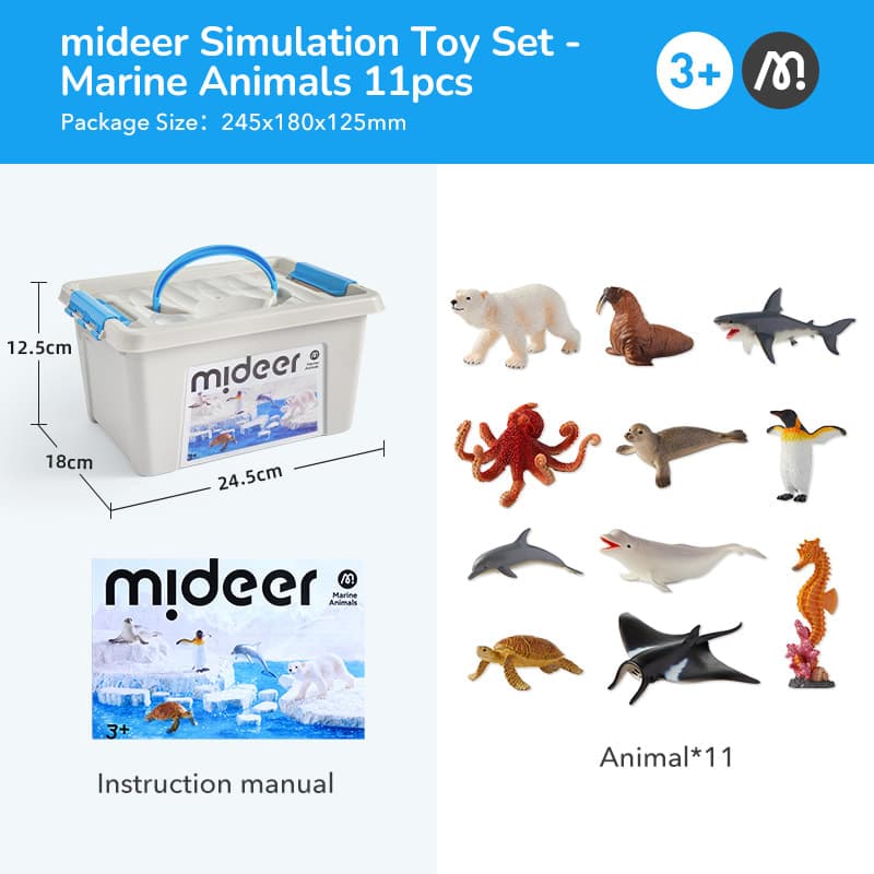 Mideer - Simulation Toy Set Marine Animals - 11Pcs - View 1