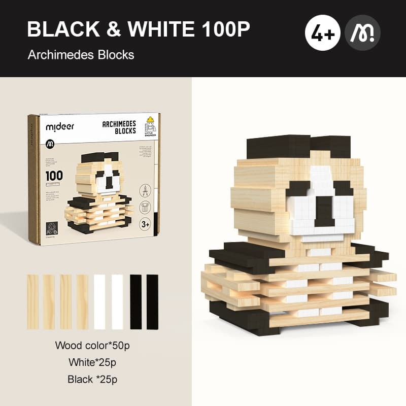 Mideer - Archimedes Blocks - Black & White 100Pcs - View 1