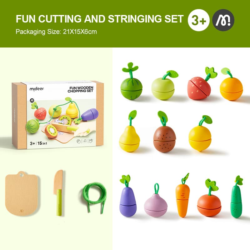 Mideer - Joyful Wooden Food Chopping Set - Delicious Fruit And Vegetable Shop - View 1