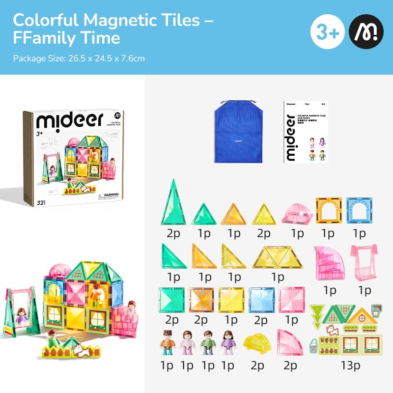 Mideer Colorful Magnetic Tiles - Our Family - View 1