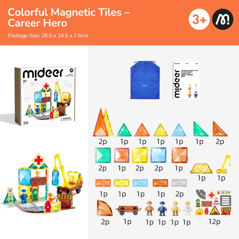 Mideer Colorful Magnetic Tiles - City Hero Squad - View 1